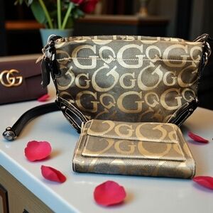 J.C. Fashions Gold and Black Shoulder Bag Set